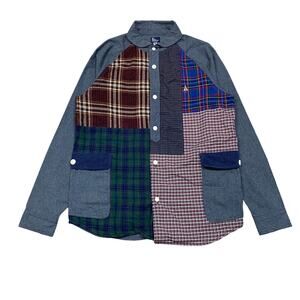 Go Slow Caravan Patchwork Long Sleeve Button Up Shirt Men's 4/L Japan